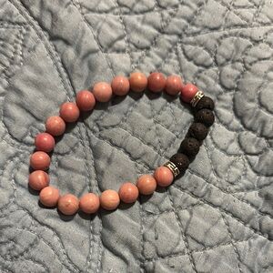 Pink and Brown Beaded Bracelet